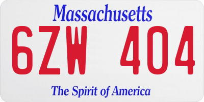 MA license plate 6ZW404