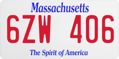 MA license plate 6ZW406