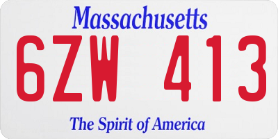MA license plate 6ZW413