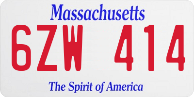 MA license plate 6ZW414