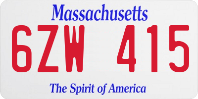 MA license plate 6ZW415