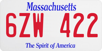 MA license plate 6ZW422