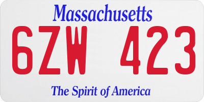 MA license plate 6ZW423