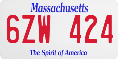 MA license plate 6ZW424