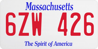 MA license plate 6ZW426