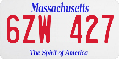 MA license plate 6ZW427