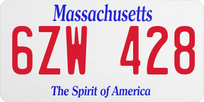 MA license plate 6ZW428