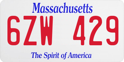 MA license plate 6ZW429