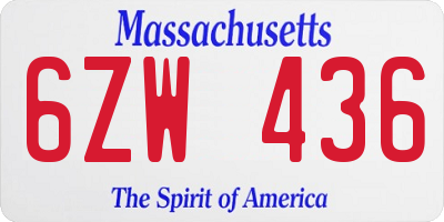 MA license plate 6ZW436