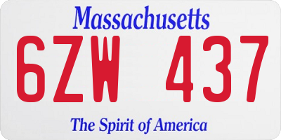 MA license plate 6ZW437