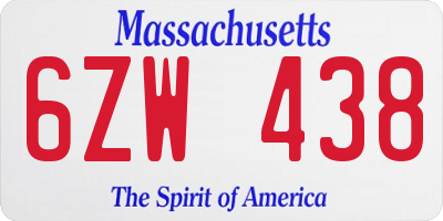 MA license plate 6ZW438