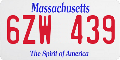 MA license plate 6ZW439