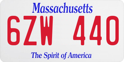 MA license plate 6ZW440