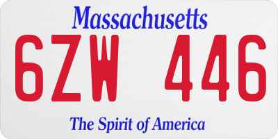 MA license plate 6ZW446