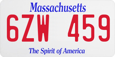 MA license plate 6ZW459