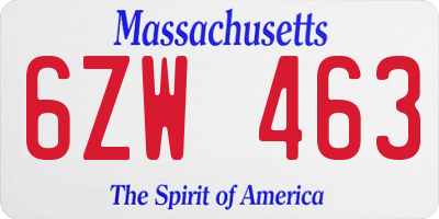 MA license plate 6ZW463
