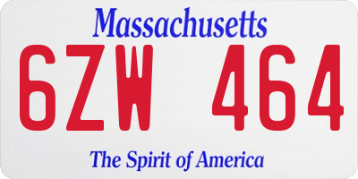 MA license plate 6ZW464