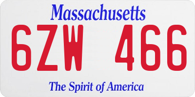MA license plate 6ZW466