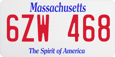 MA license plate 6ZW468