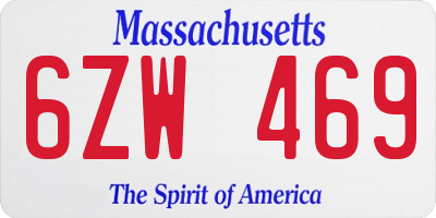 MA license plate 6ZW469