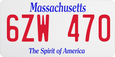 MA license plate 6ZW470