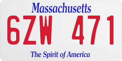MA license plate 6ZW471