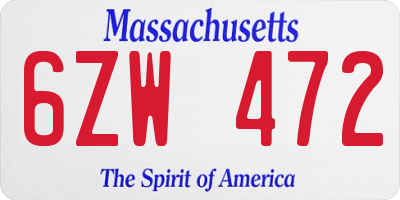 MA license plate 6ZW472