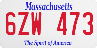 MA license plate 6ZW473