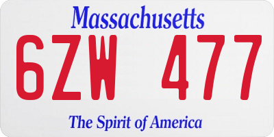 MA license plate 6ZW477