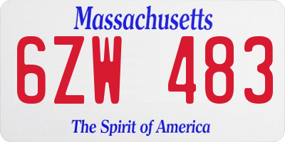 MA license plate 6ZW483