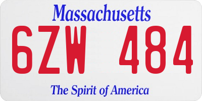 MA license plate 6ZW484