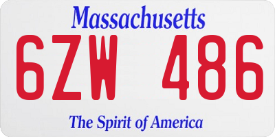 MA license plate 6ZW486