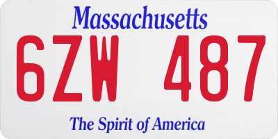 MA license plate 6ZW487