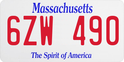 MA license plate 6ZW490
