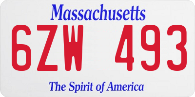 MA license plate 6ZW493