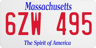 MA license plate 6ZW495