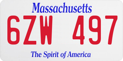 MA license plate 6ZW497