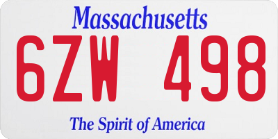 MA license plate 6ZW498