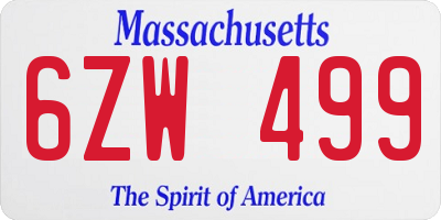 MA license plate 6ZW499