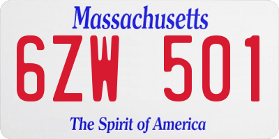 MA license plate 6ZW501