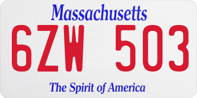 MA license plate 6ZW503