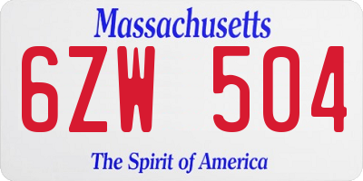 MA license plate 6ZW504
