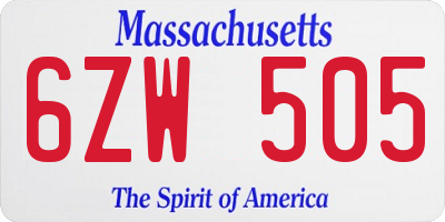 MA license plate 6ZW505