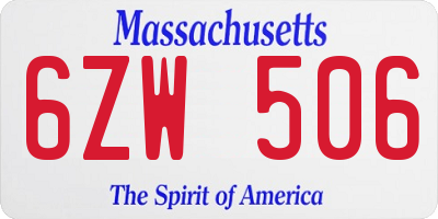 MA license plate 6ZW506