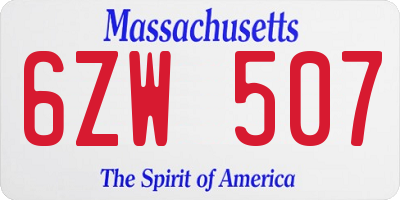 MA license plate 6ZW507