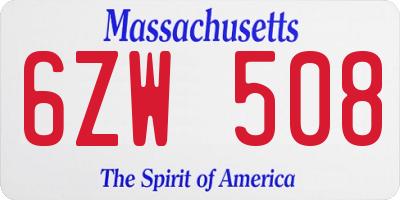 MA license plate 6ZW508