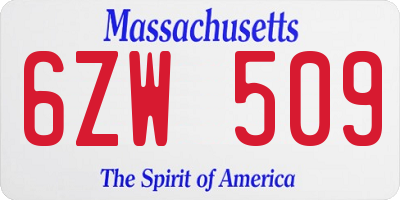 MA license plate 6ZW509