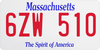 MA license plate 6ZW510
