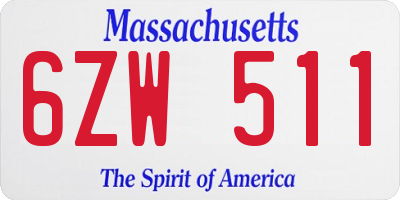 MA license plate 6ZW511