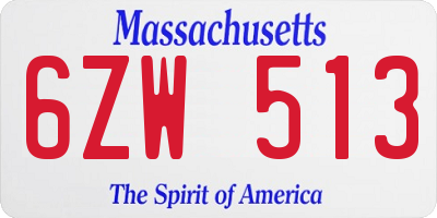 MA license plate 6ZW513